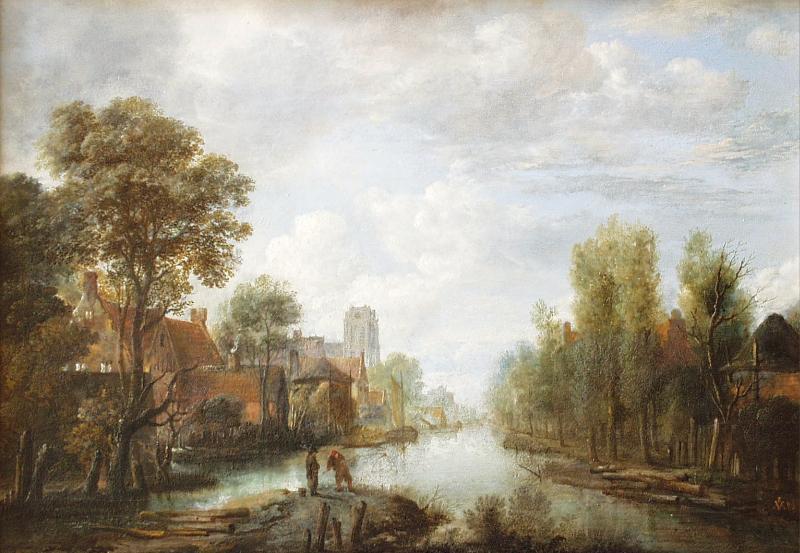 Aert van der Neer Landscape with waterway France oil painting art